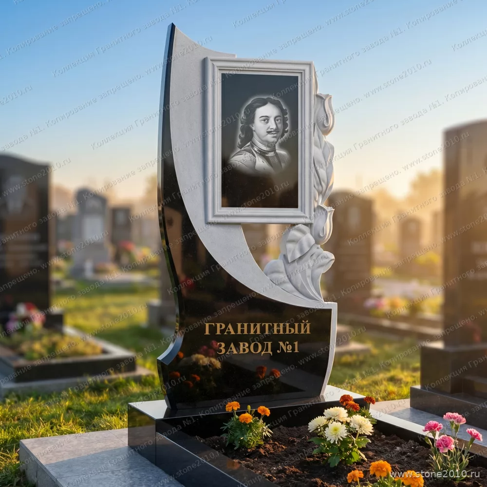 3090 Мемориальное надгробие портрет с цветами