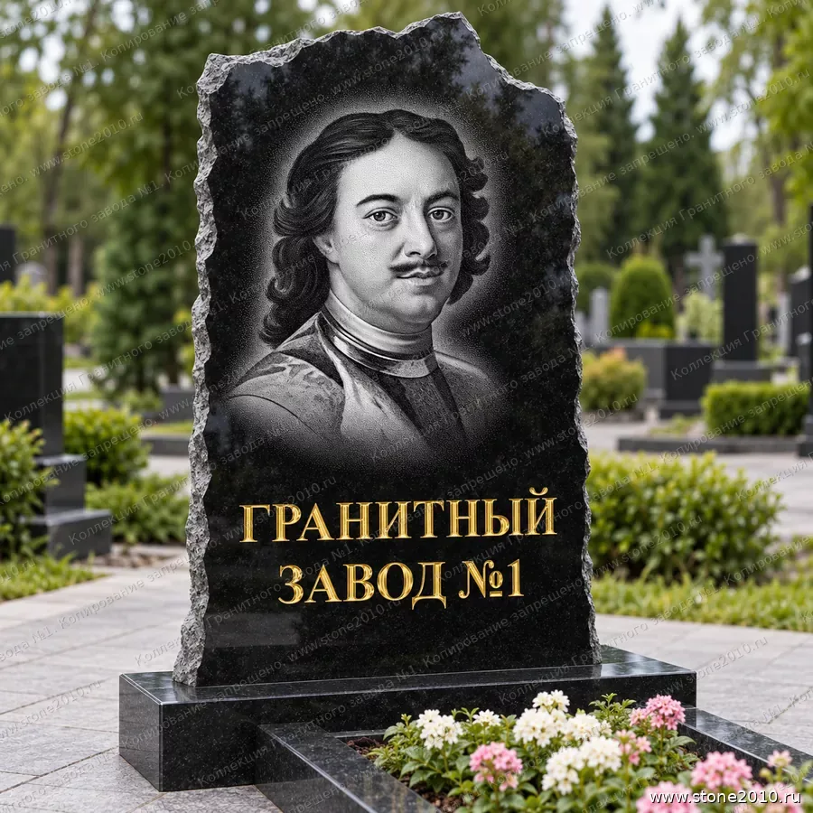 СК-059 Памятник любимой маме — скала «Цветок в ладонях» — вид спереди, лицевая сторона с портретом и надписью