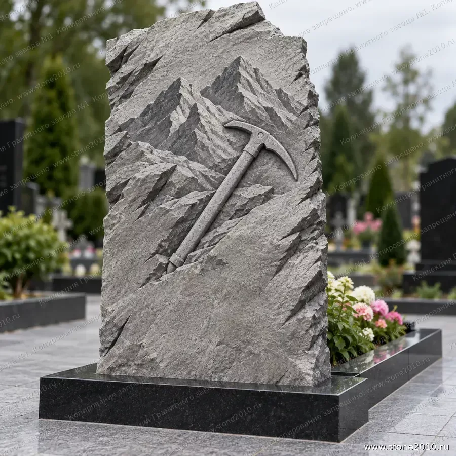 СК-079 Памятник альпинисту — скала «Ледоруб и горы — альпинист»