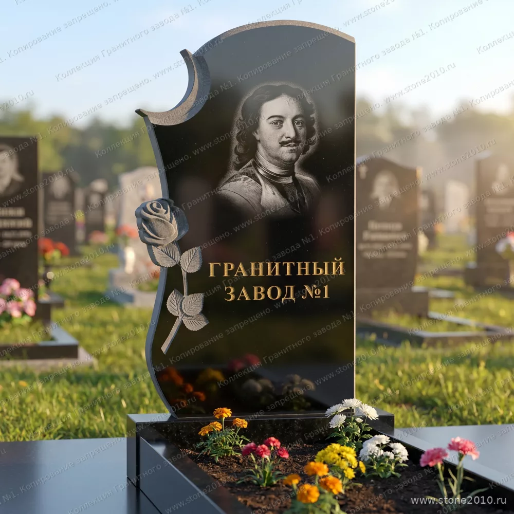 3173 Памятник резной с луной и розой