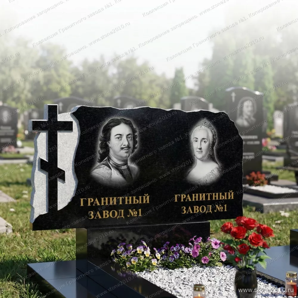 164 Памятник горизонтальный скала с крестом
