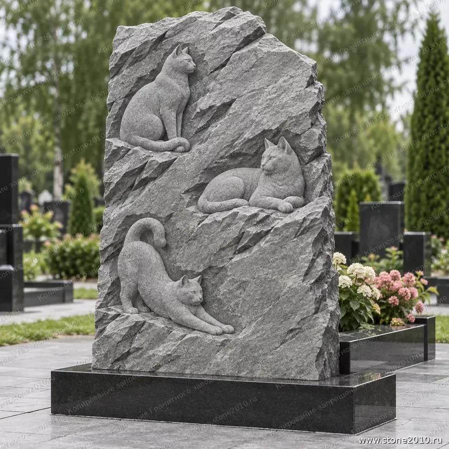 СК-072 Памятник любителю кошек — скала «Три кошки» — вид сзади, барельеф на скале