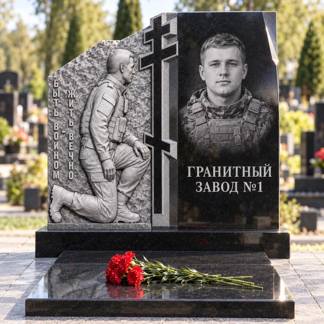 3294 Памятник воину на коленях у креста
