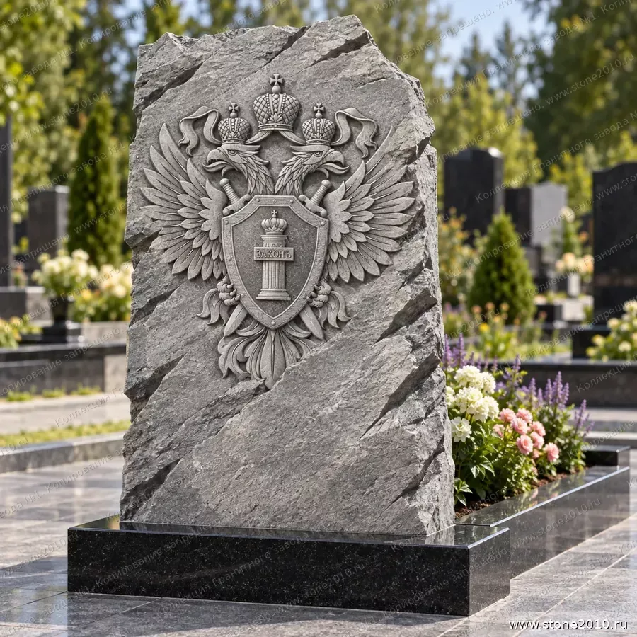 СК-028 Памятник работнику прокуратуры — скала «Герб прокуратуры» — вид сзади, барельеф на скале