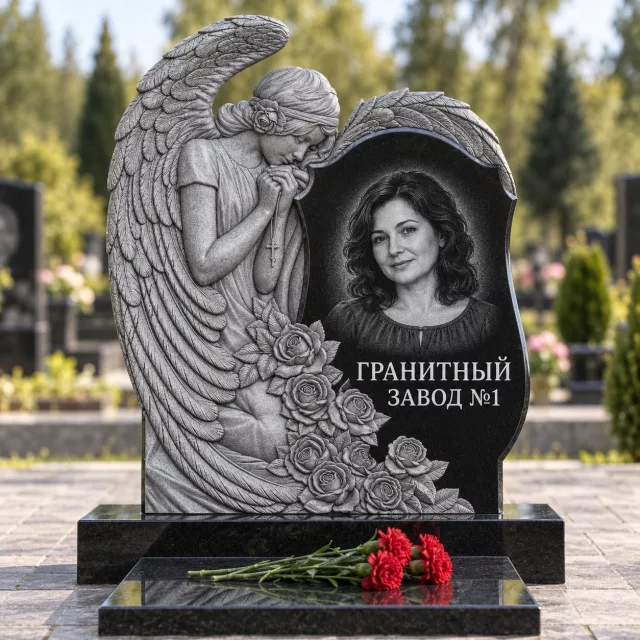 3300 Памятник с ангелом и розами, фигурный