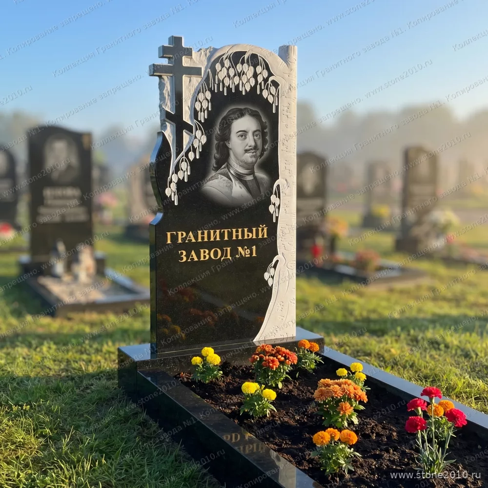 3094 Мемориальное надгробие береза с крестом