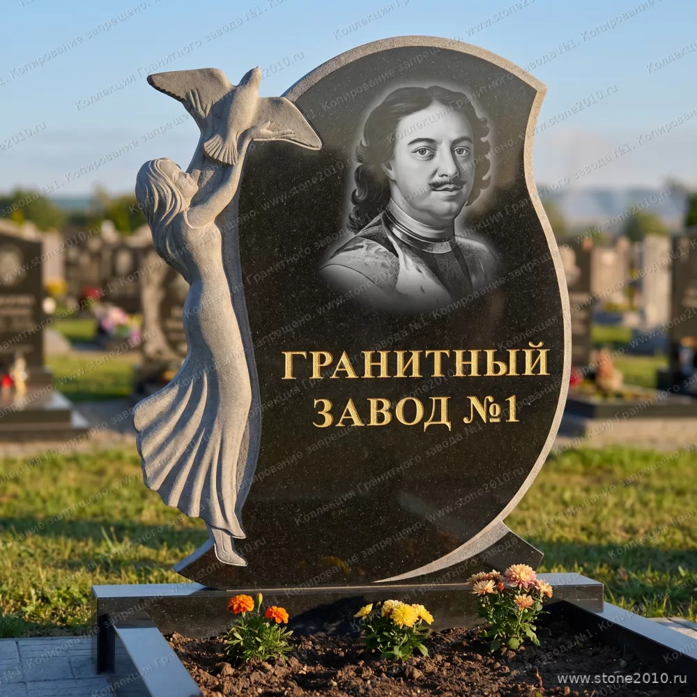 3117 Надгробие резное девушка с птицей