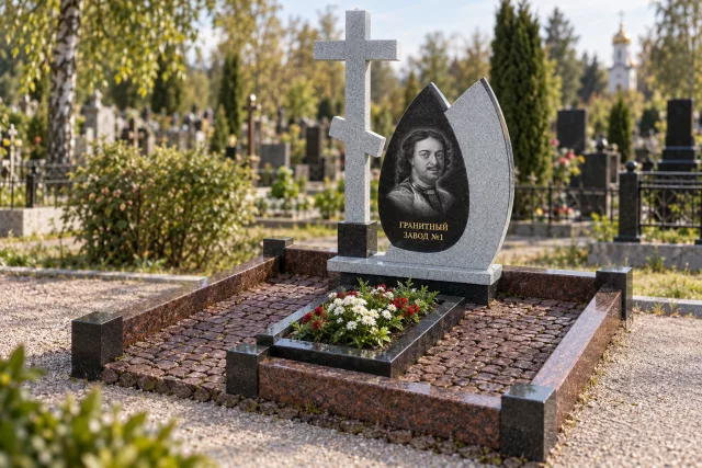 02044 Мемориальное надгробие с крестом