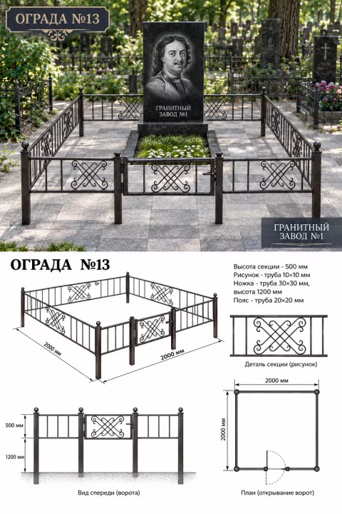 Ограда металлическая №13, 2&times;2 м