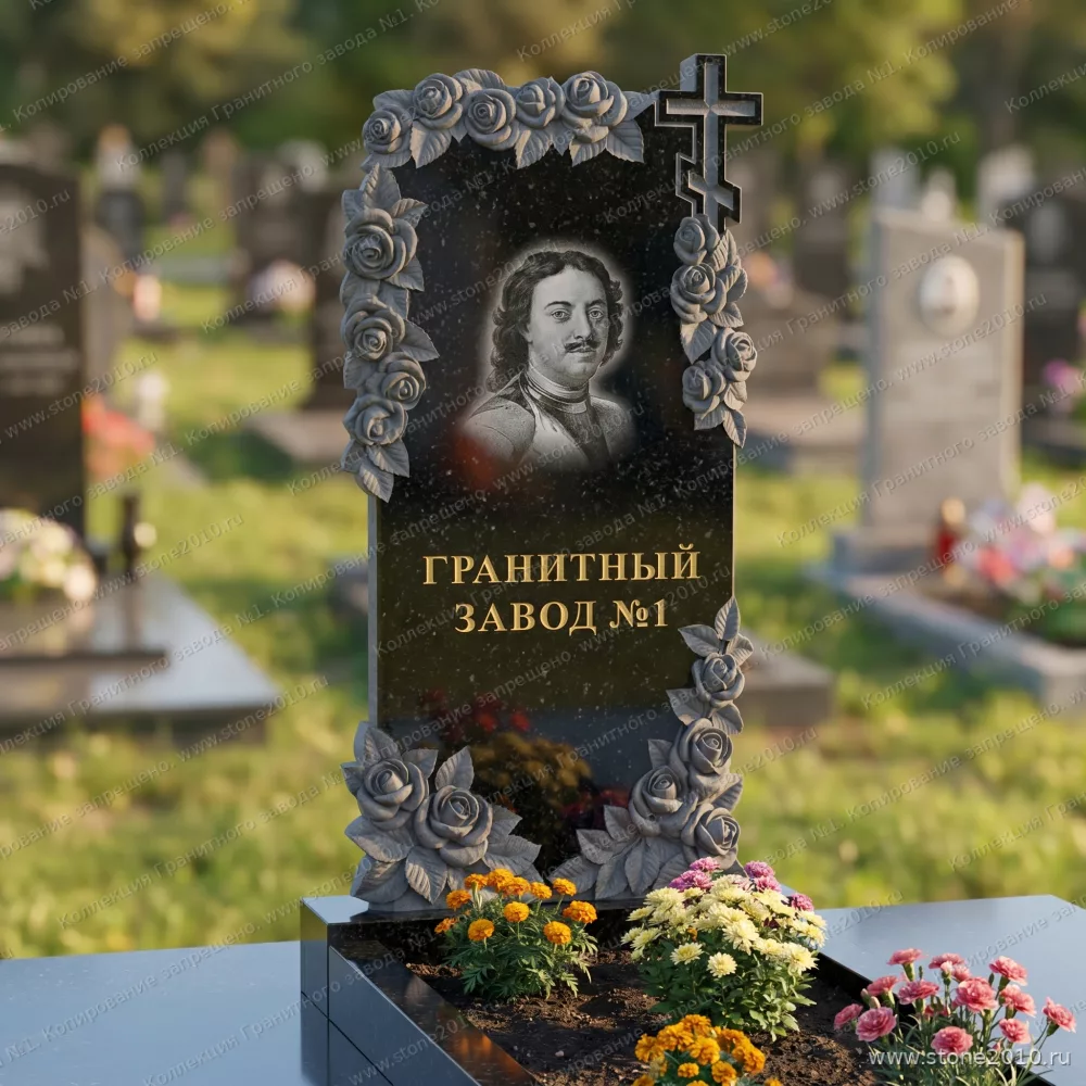 3177 Памятник резной розы с крестом