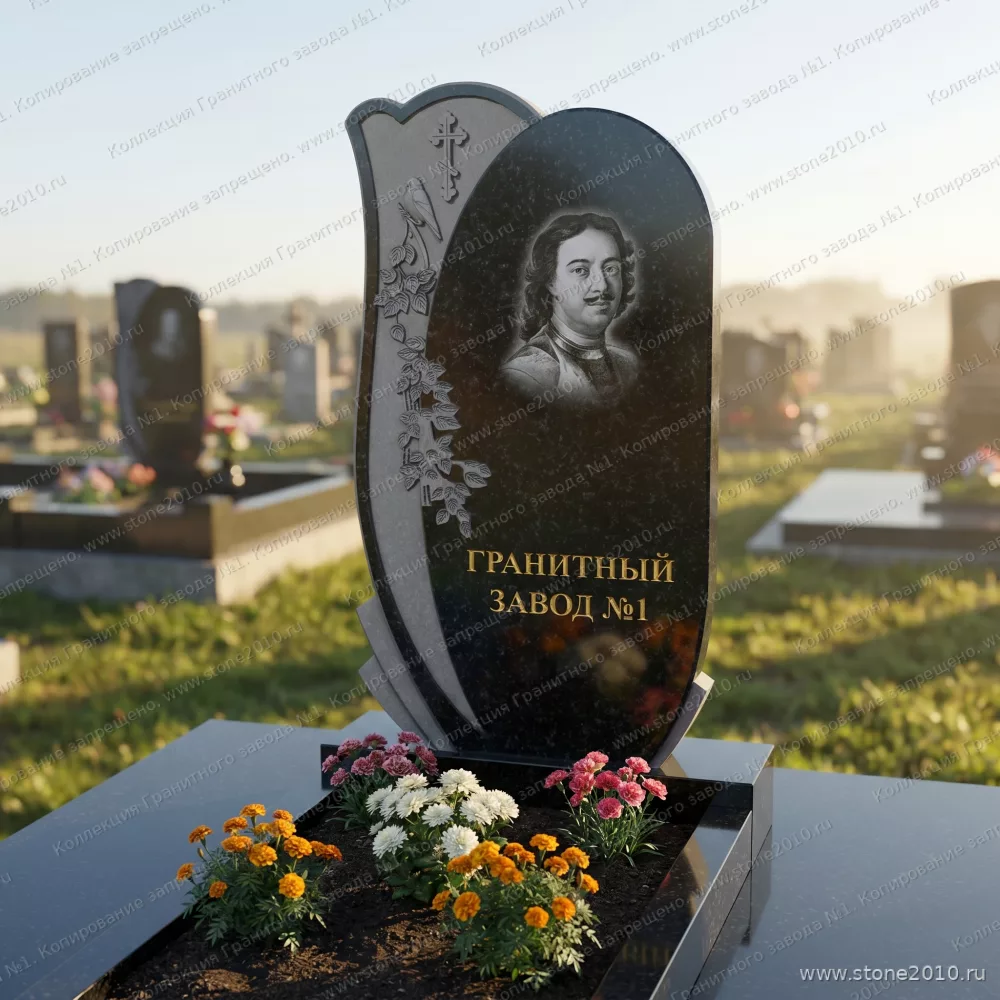 3255 Памятник резной крест с птицей