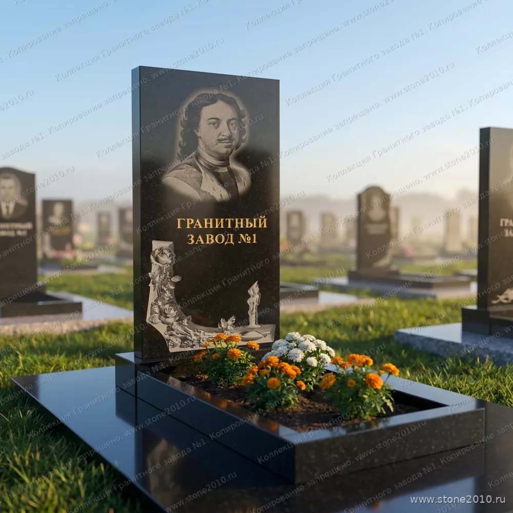 3183 Памятник резной с розами и свечой
