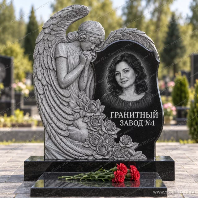 3300 Памятник с ангелом и розами, фигурный