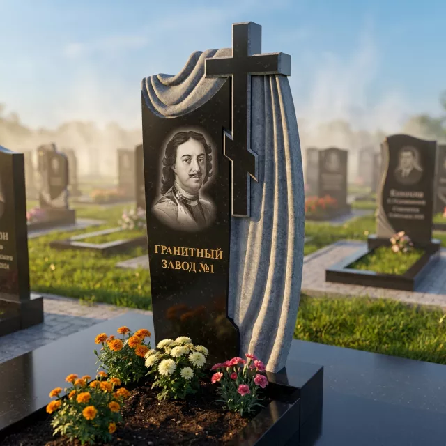 3224 Памятник резной крест с плащеницей