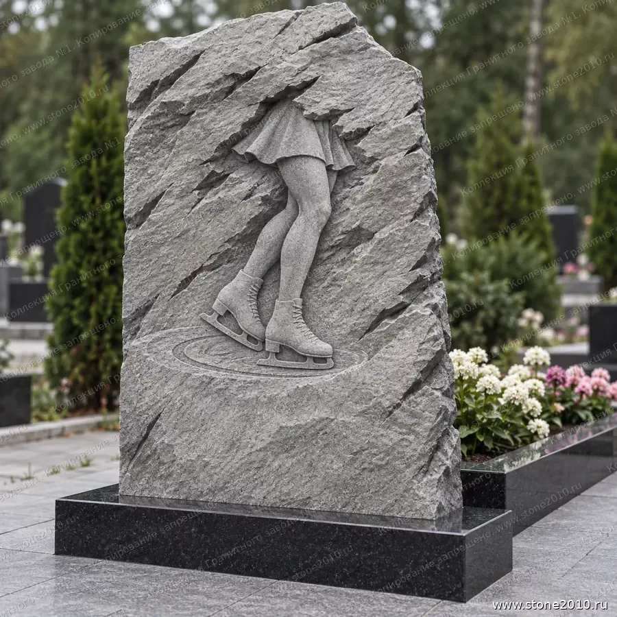 СК-048 Памятник фигуристке — скала «Фигуристка» — вид сзади, барельеф на скале