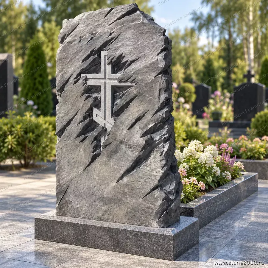 СК-001 Православный памятник с крестом — скала «Православный крест» — вид сзади, барельеф на скале