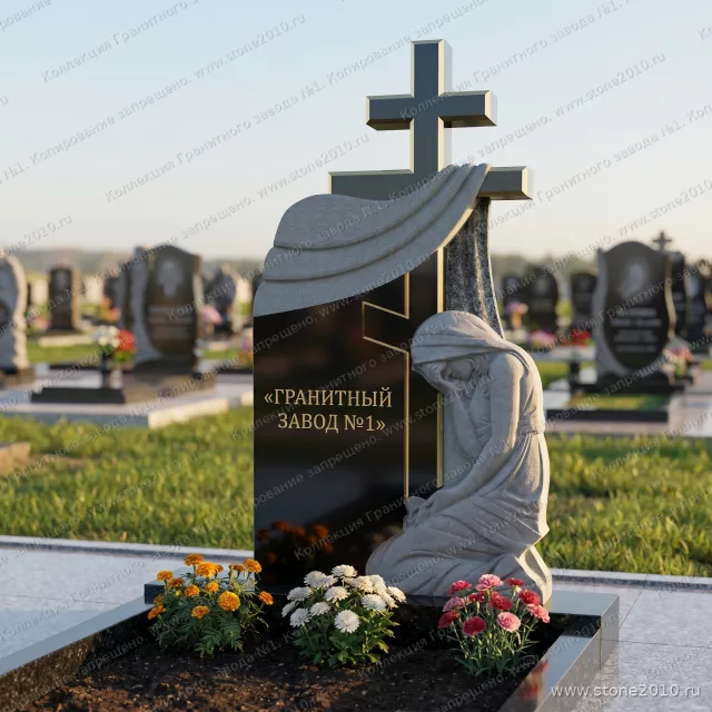 3218 Памятник резной ангел с крестом