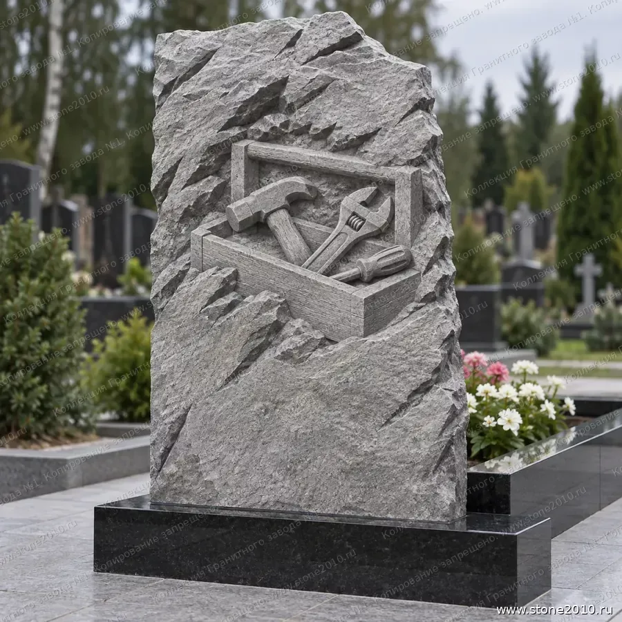 СК-080 Памятник мастеру — скала «Ящик с инструментами» — вид сзади, барельеф на скале