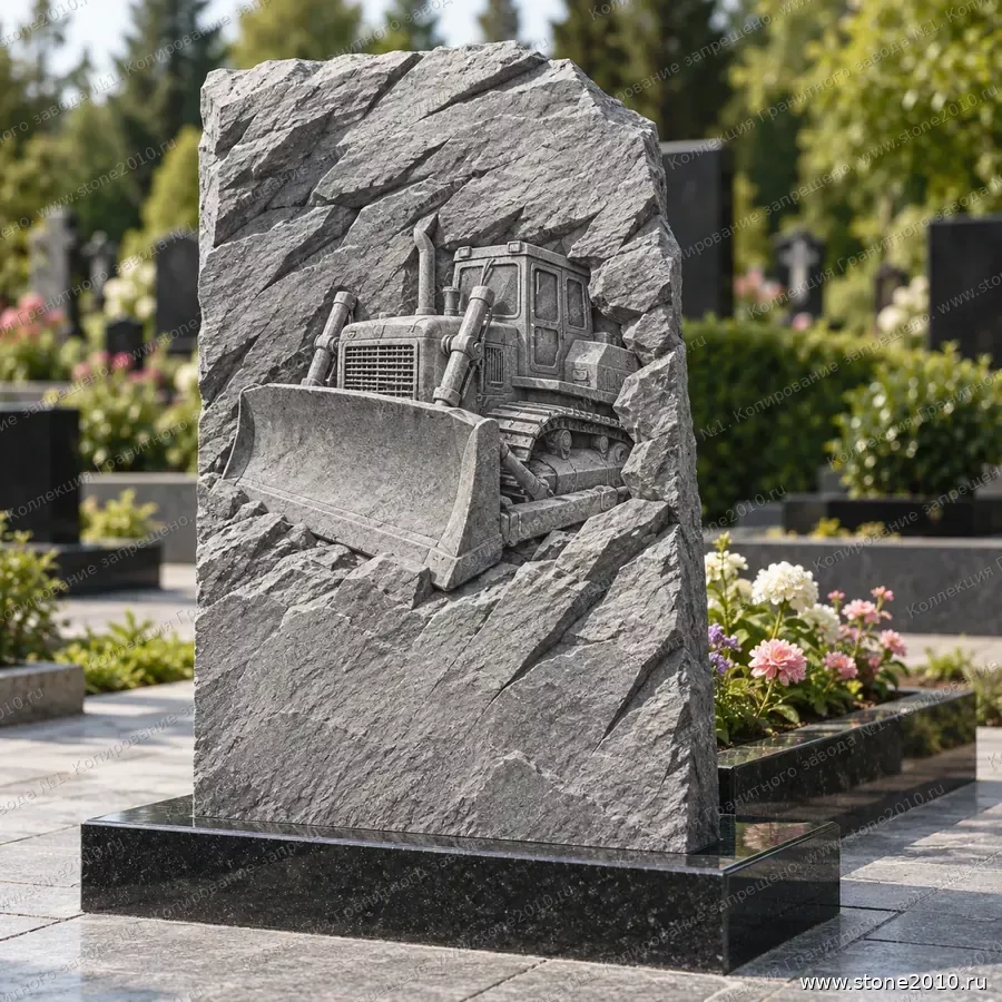 СК-107 Памятник бульдозеристу — скала «Бульдозер» — вид сзади, барельеф на скале