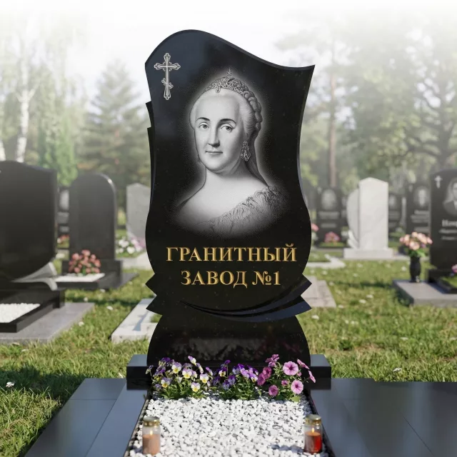 214 Памятник фигурный бутон с полированной гармошкой и перьями