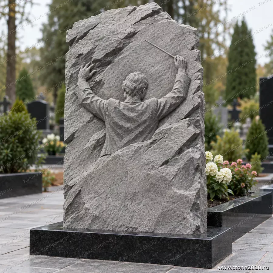 СК-075 Памятник дирижёру — скала «Дирижёр» — вид сзади, барельеф на скале