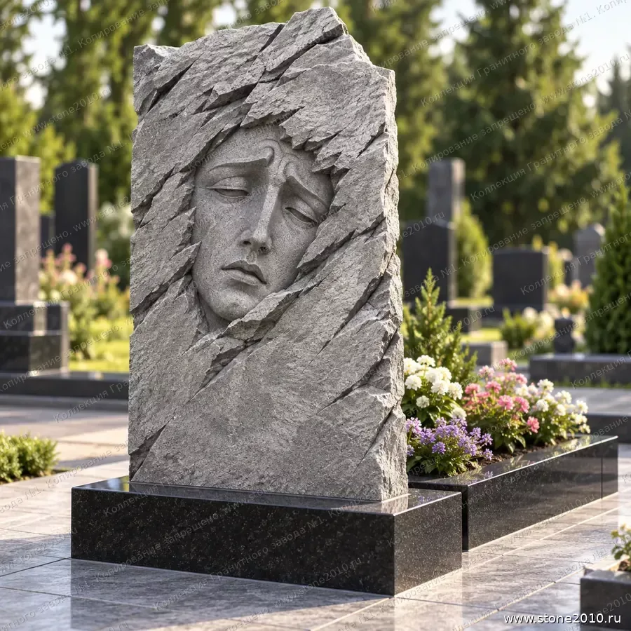 СК-014 Памятник со скорбящей — скала «Скорбящий лик» — вид сзади, барельеф на скале
