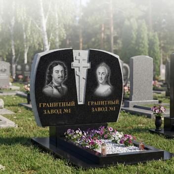 169 Памятник горизонтальный с крестом в скале по центру