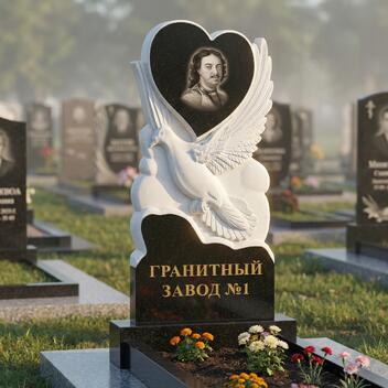 3009 Ритуальный памятник с сердцем и голубем