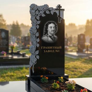 3150 Надгробие резное с крестом и розами