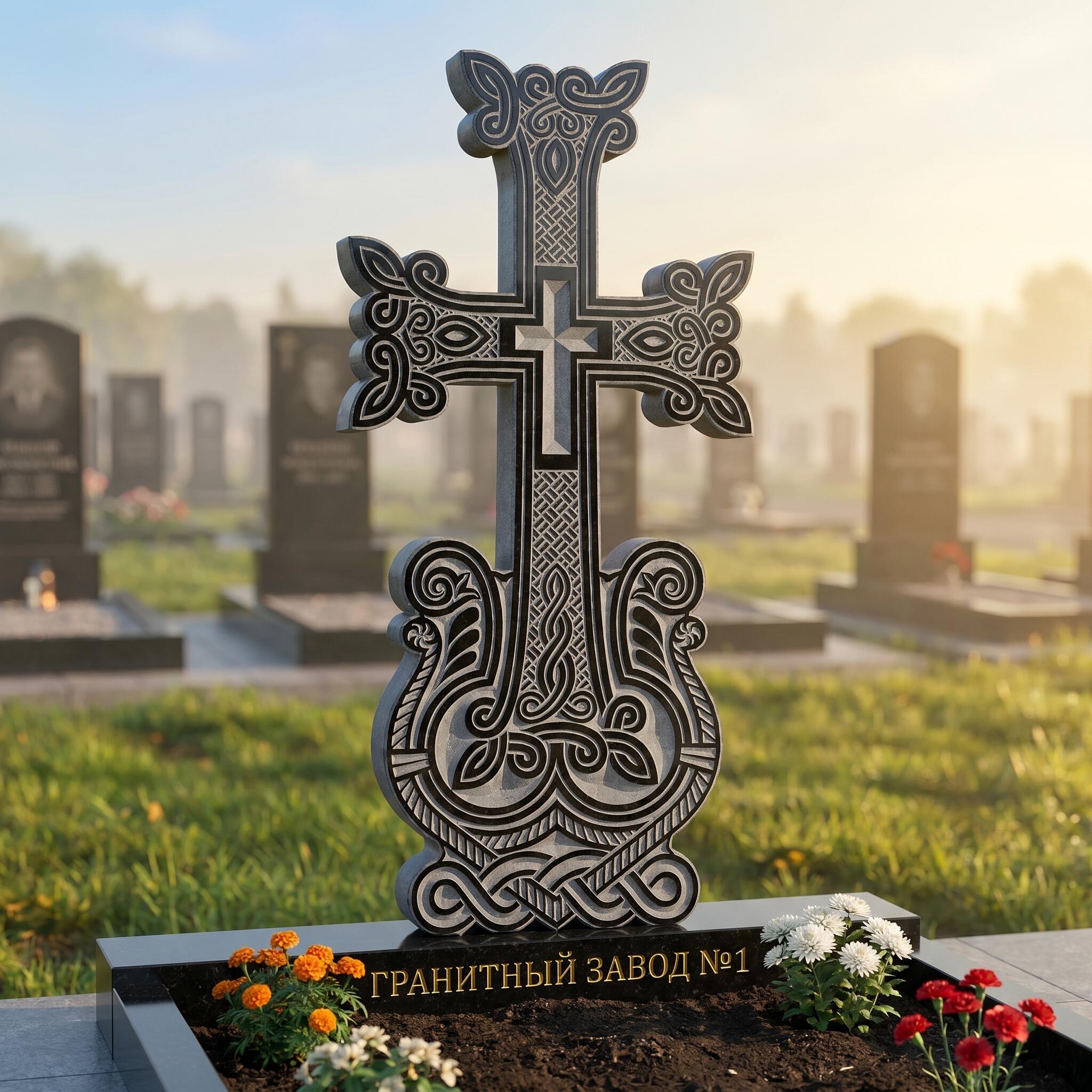 3172 Памятник резной крест расписной