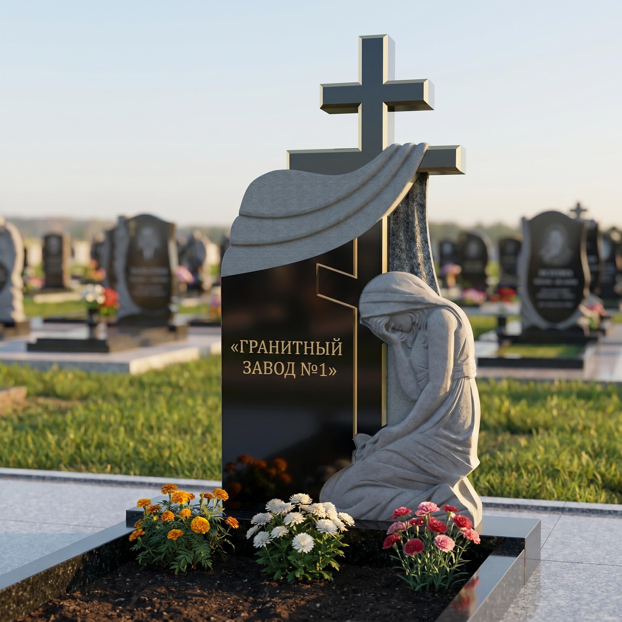 3218 Памятник резной ангел с крестом