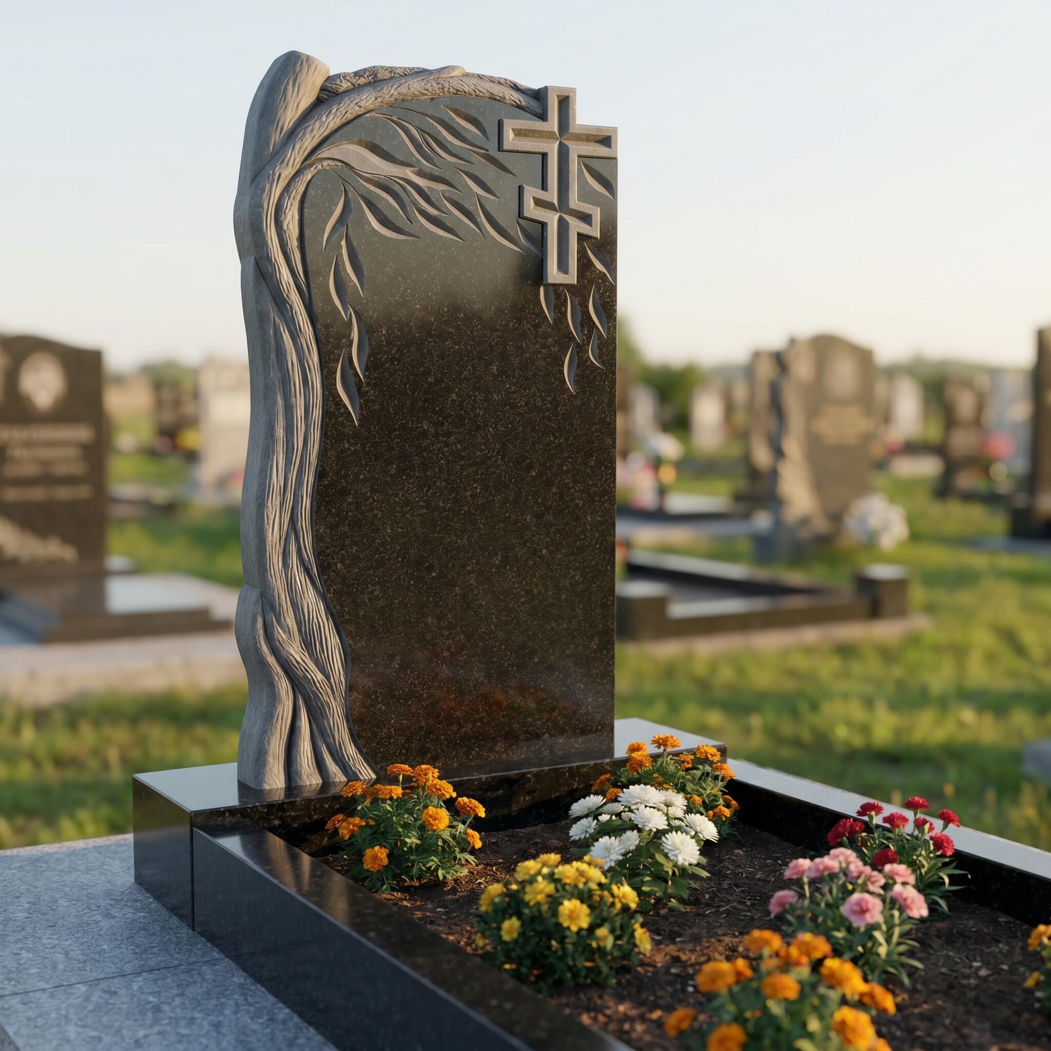 3261 Памятник резной дерево с крестом